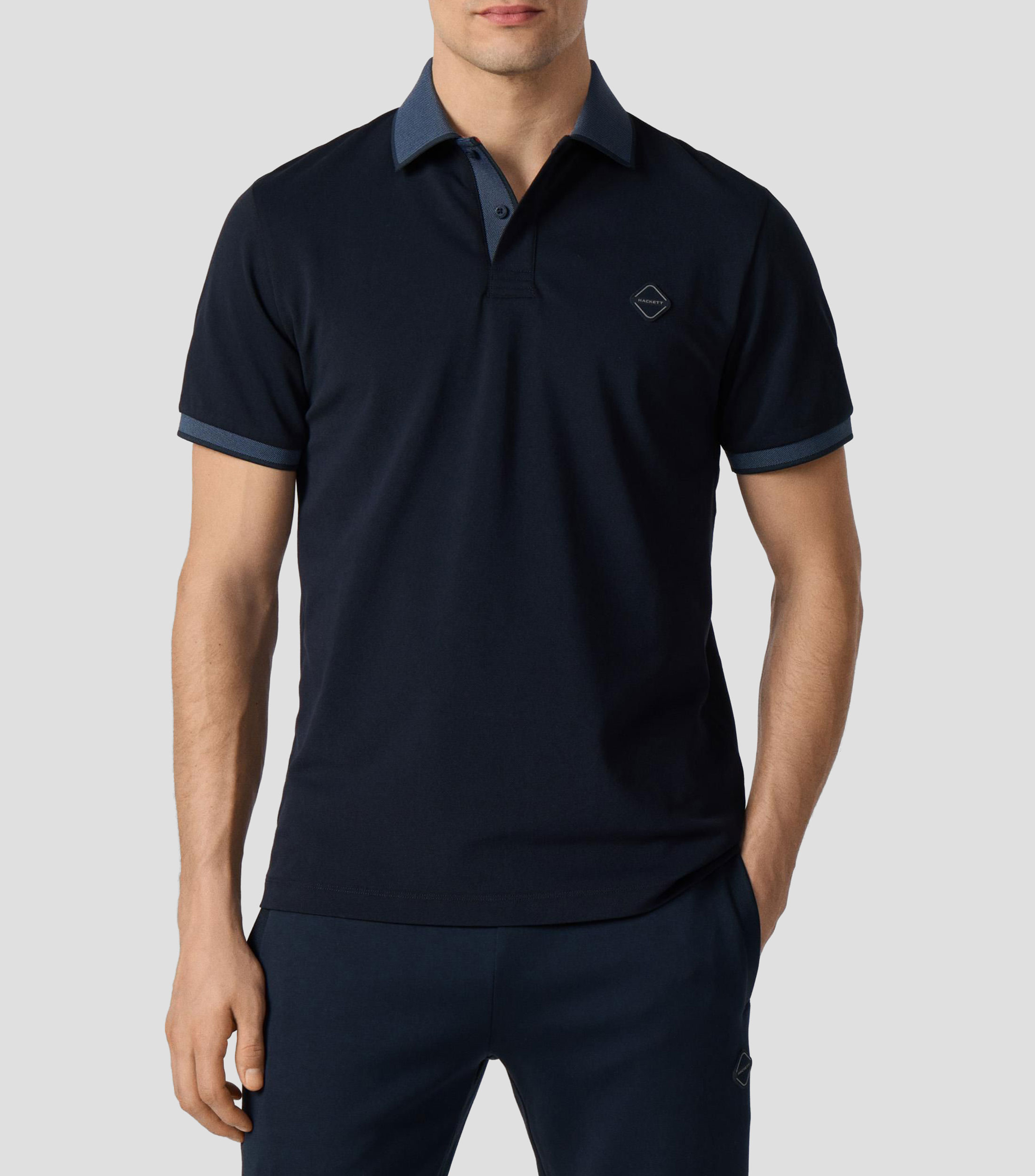 Playera tipo polo manga corta lisa Hombre